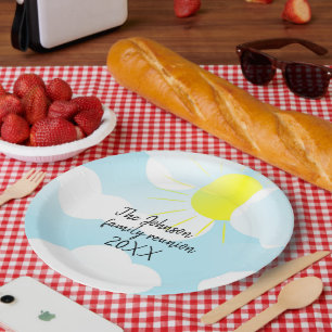 Sunny Blue Summer Sky with Clouds Family Reunion Paper Plates