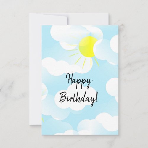 Sunny Blue Summer Sky with Clouds Happy Birthday  Card