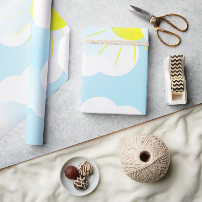 Sunny Blue Summer Sky with Clouds Special Occasion Wrapping Paper (Crafts)