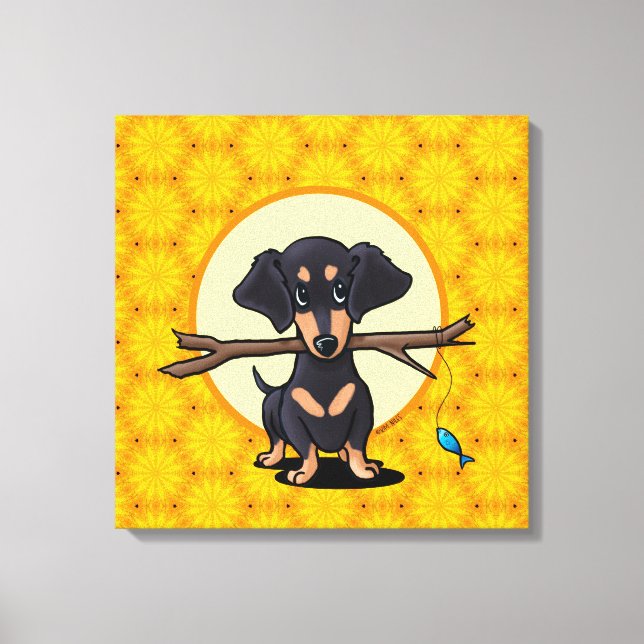 Sunny Boho Dachshund Dog Canvas Print (Front)