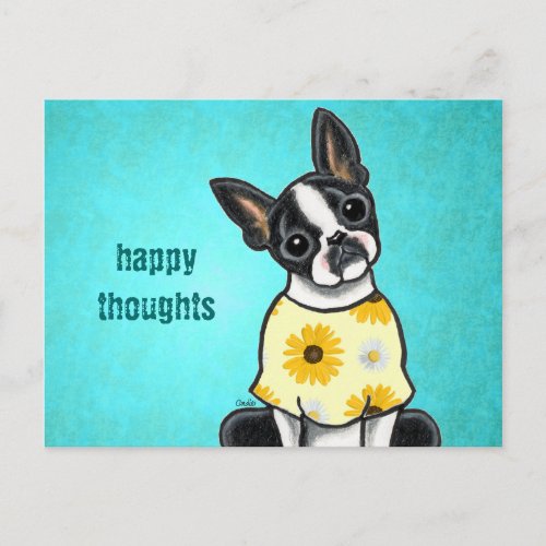 Sunny Boston Terrier Custom Message Postcard