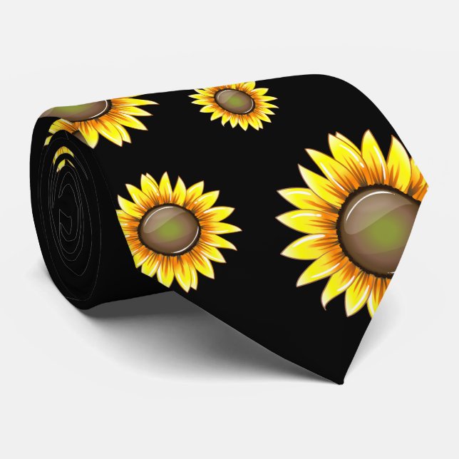 Sunny Bright Sunflower Neck Tie (Rolled)