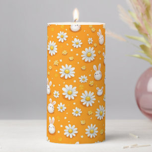Sunny Bunnies & Daisies Pillar Candle