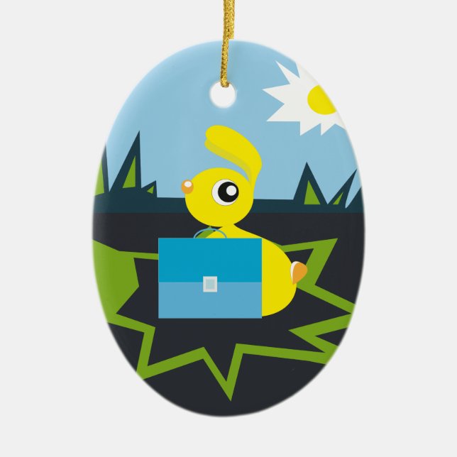 Sunny Bunny Ceramic Ornament (Front)