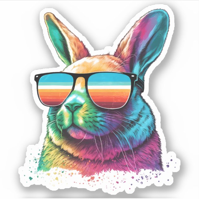 Sunny Bunny Rabbit in Sunglasses Sticker (Front)