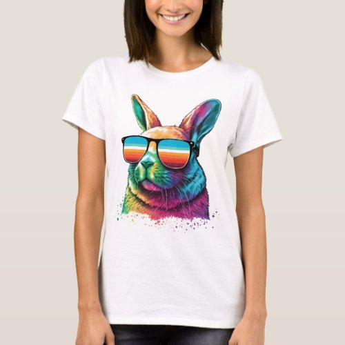 Sunny Bunny Vintage_Inspired Rabbit in Sunglasses T_Shirt