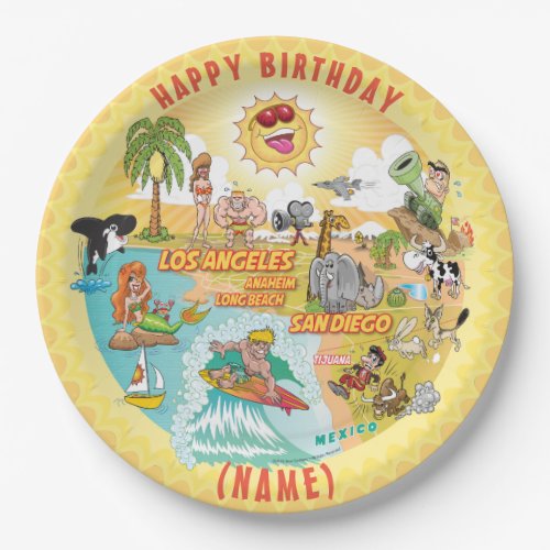 Sunny California Beach Birthday Plate