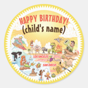Sunny California Beach Birthday Sticker
