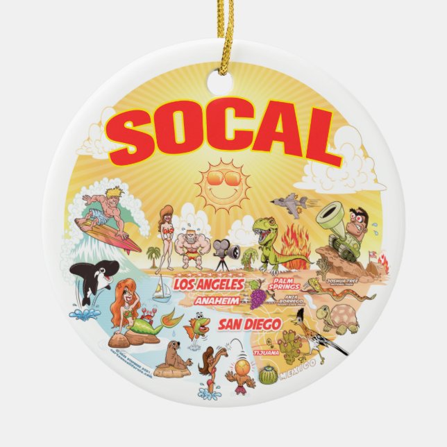 Sunny California Ceramic Ornament (Front)