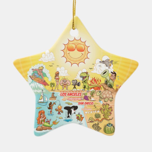 Sunny California Ceramic Ornament (Front)