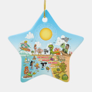 Sunny California Ceramic Ornament
