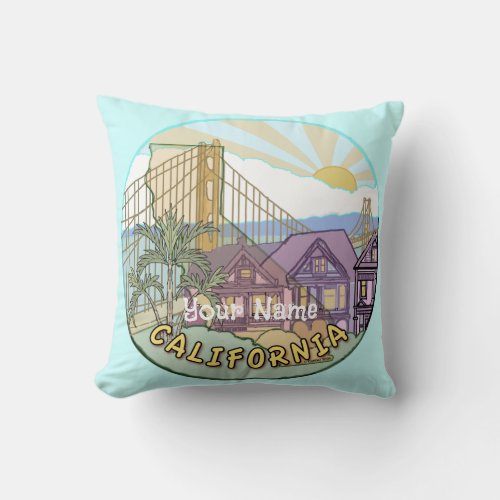 Sunny California custom name pillow