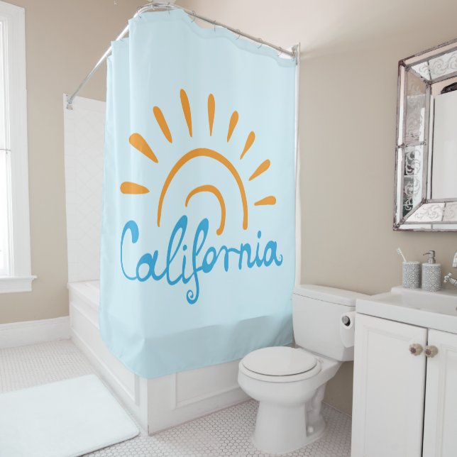 Sunny California Logo Shower Curtain (In Situ)