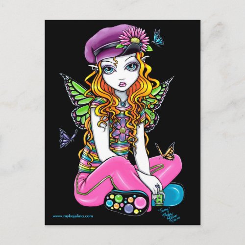 Sunny Candied Butterfly Rainbow Fairy Postcard
