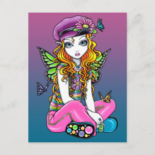 "Sunny" Candied Butterfly Rainbow Fairy Postcard
