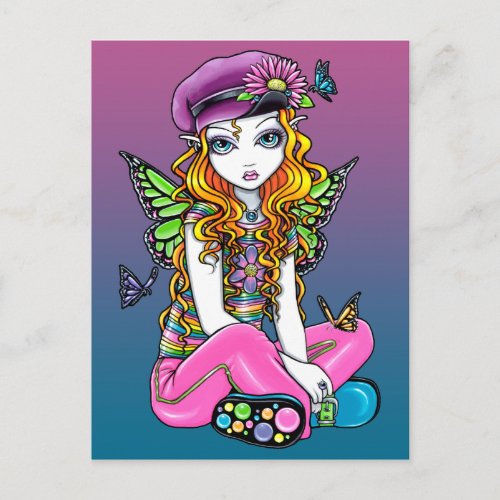 "Sunny" Candied Butterfly Rainbow Fairy Postcard