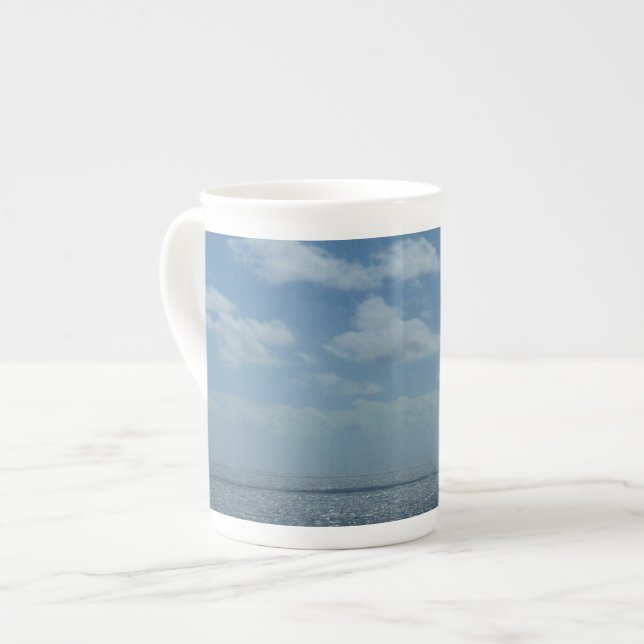Sunny Caribbean Sea Blue Ocean Bone China Mug (Front Left)