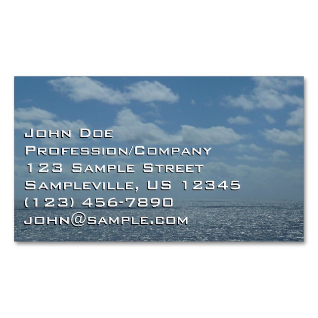 Sunny Caribbean Sea Blue Ocean Business Card Magnet (Front)