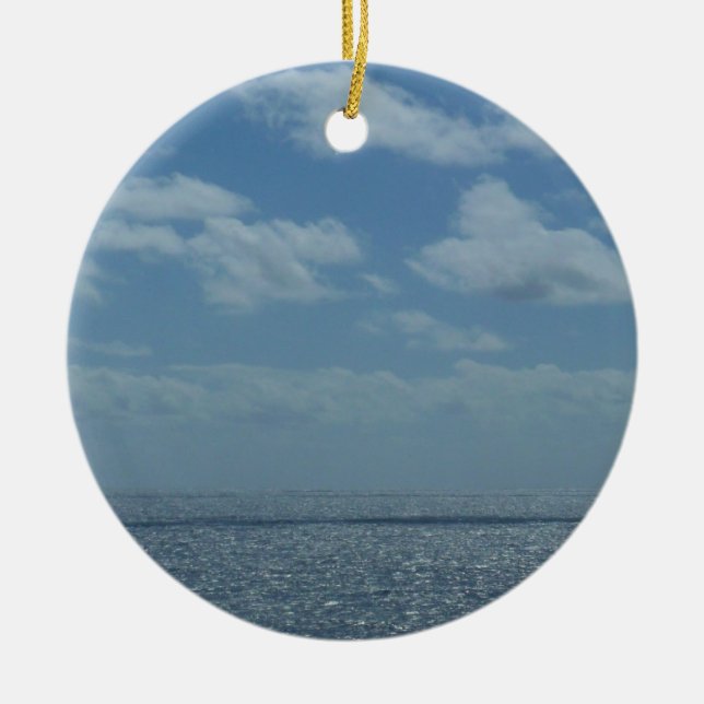 Sunny Caribbean Sea Blue Ocean Ceramic Ornament (Front)