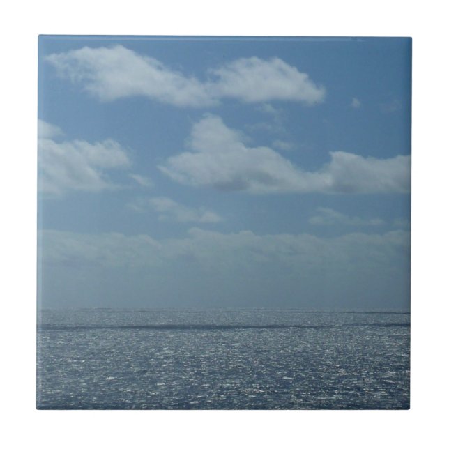 Sunny Caribbean Sea Blue Ocean Ceramic Tile (Front)