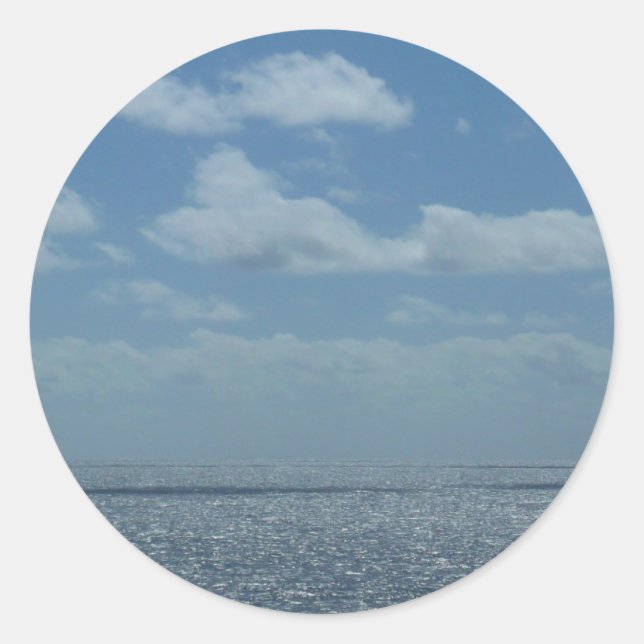 Sunny Caribbean Sea Blue Ocean Classic Round Sticker (Front)