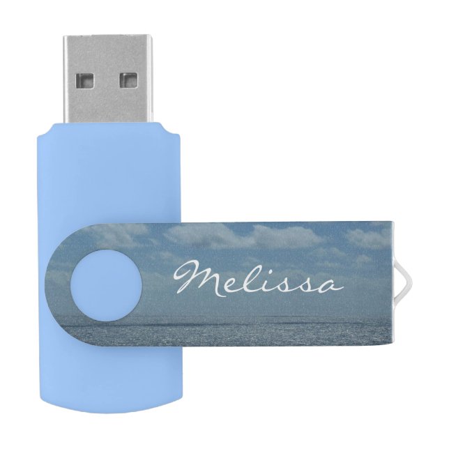 Sunny Caribbean Sea Blue Ocean Flash Drive (Opened)
