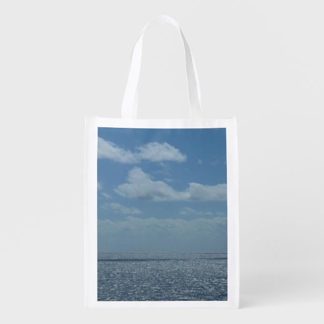 Sunny Caribbean Sea Blue Ocean Grocery Bag (Front)