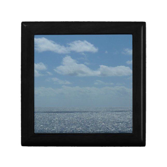 Sunny Caribbean Sea Blue Ocean Jewelry Box (Front)