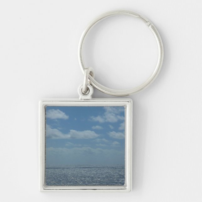 Sunny Caribbean Sea Blue Ocean Keychain (Front)