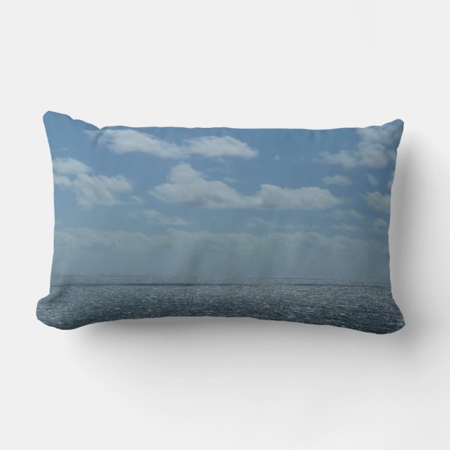 Sunny Caribbean Sea Blue Ocean Lumbar Pillow (Front)