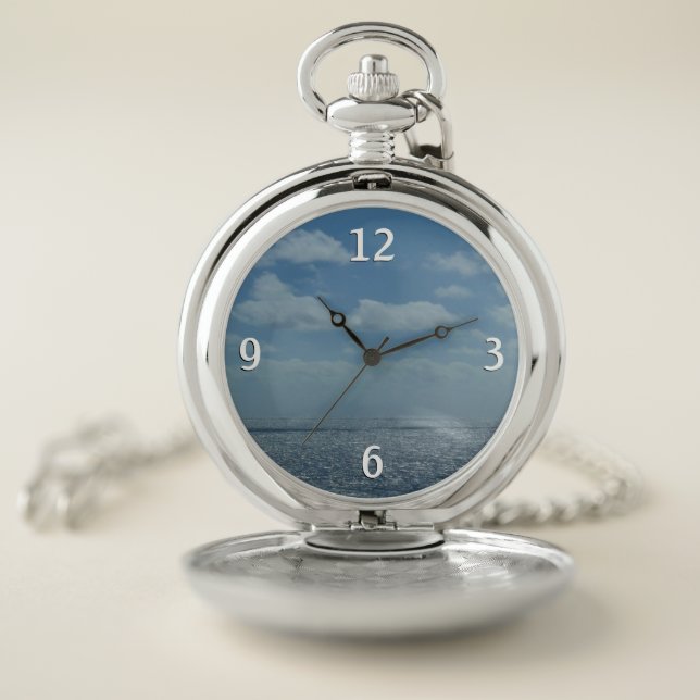 Sunny Caribbean Sea Blue Ocean Pocket Watch (Inside)
