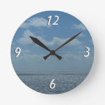 Sunny Caribbean Sea Blue Ocean Round Clock