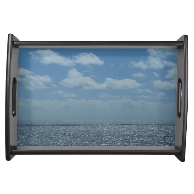 Sunny Caribbean Sea Blue Ocean Serving Tray (Front)