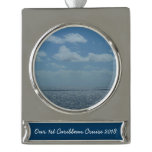 Sunny Caribbean Sea Blue Ocean Silver Plated Banner Ornament