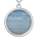 Sunny Caribbean Sea Blue Ocean Silver Plated Necklace