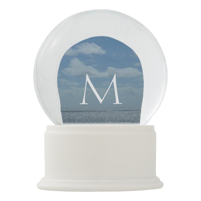 Sunny Caribbean Sea Blue Ocean Snow Globe (Front)