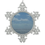 Sunny Caribbean Sea Blue Ocean Snowflake Pewter Christmas Ornament