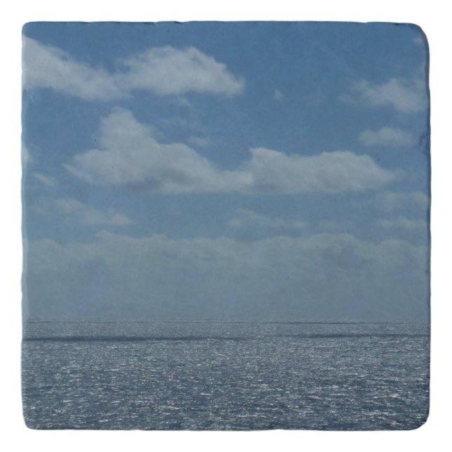 Sunny Caribbean Sea Blue Ocean Trivet (Front)
