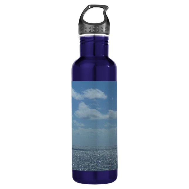 Sunny Caribbean Sea Blue Ocean Water Bottle (Front)