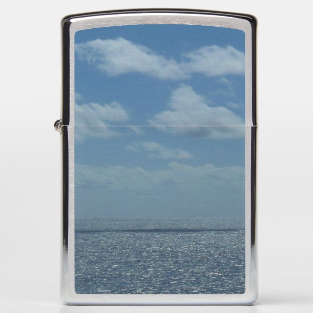 Sunny Caribbean Sea Blue Ocean Zippo Lighter (Front)
