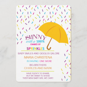 Sunny Chance Of Sprinkles Baby Shower Invitation