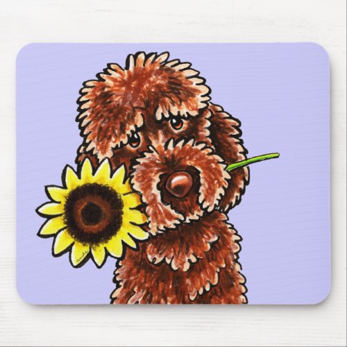 Sunny Chocolate Labradoodle Off_Leash Art Mouse Pad