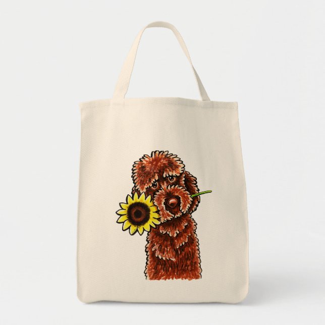 Sunny Chocolate Labradoodle Off-Leash Art™ Tote Bag (Front)