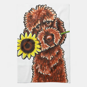 Sunny Chocolate Labradoodle Off-Leash Art™ Towel