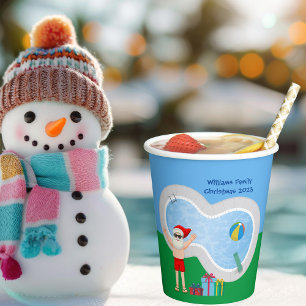 Sunny Christmas Santa Claus Custom Pool Party Paper Cups