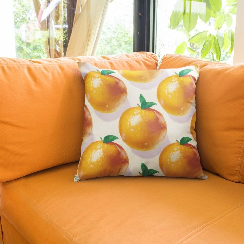 Sunny Citrus Bliss Orange Pattern Throw Pillow