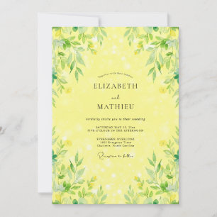 Sunny Citrus Leafy Wedding Invitation