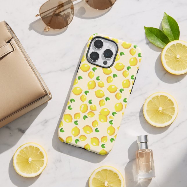 Sunny Citrus Lemon Pattern Cute Yellow Aesthetic Case-Mate iPhone Case (Creator Uploaded)