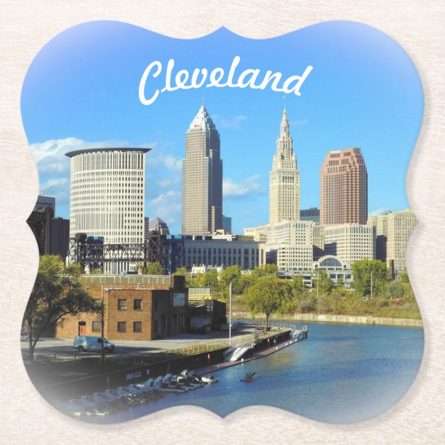  Sunny Cleveland River View  Paper Coaster (Front)