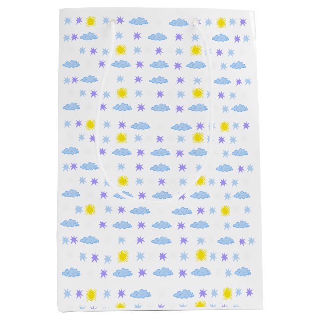 Sunny, Cloudy, Starry Weather Pattern Medium Gift Bag (Front)
